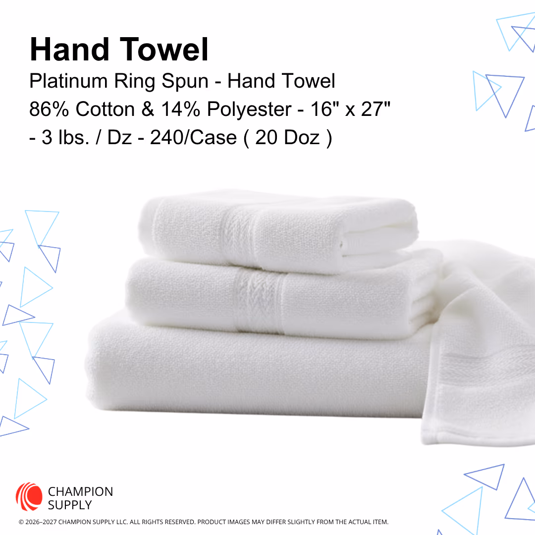 Platinum 16x27 Hand Towel, Case of 10